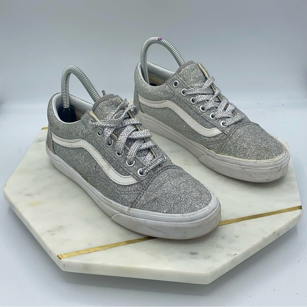 Vans Women’s Old Skool Silver Lurex Glitter Size 7.5 - Picture 4 of 8